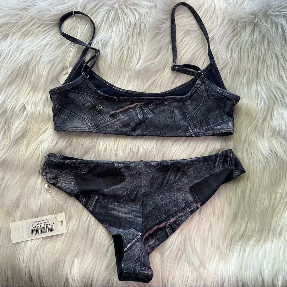 Frankie's Bikinis Blue Denim-Style Bikini